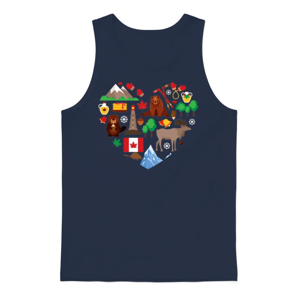 Canada Flag Heart Souvenir Maple Leaf Gift Unisex Tank Top - Navy