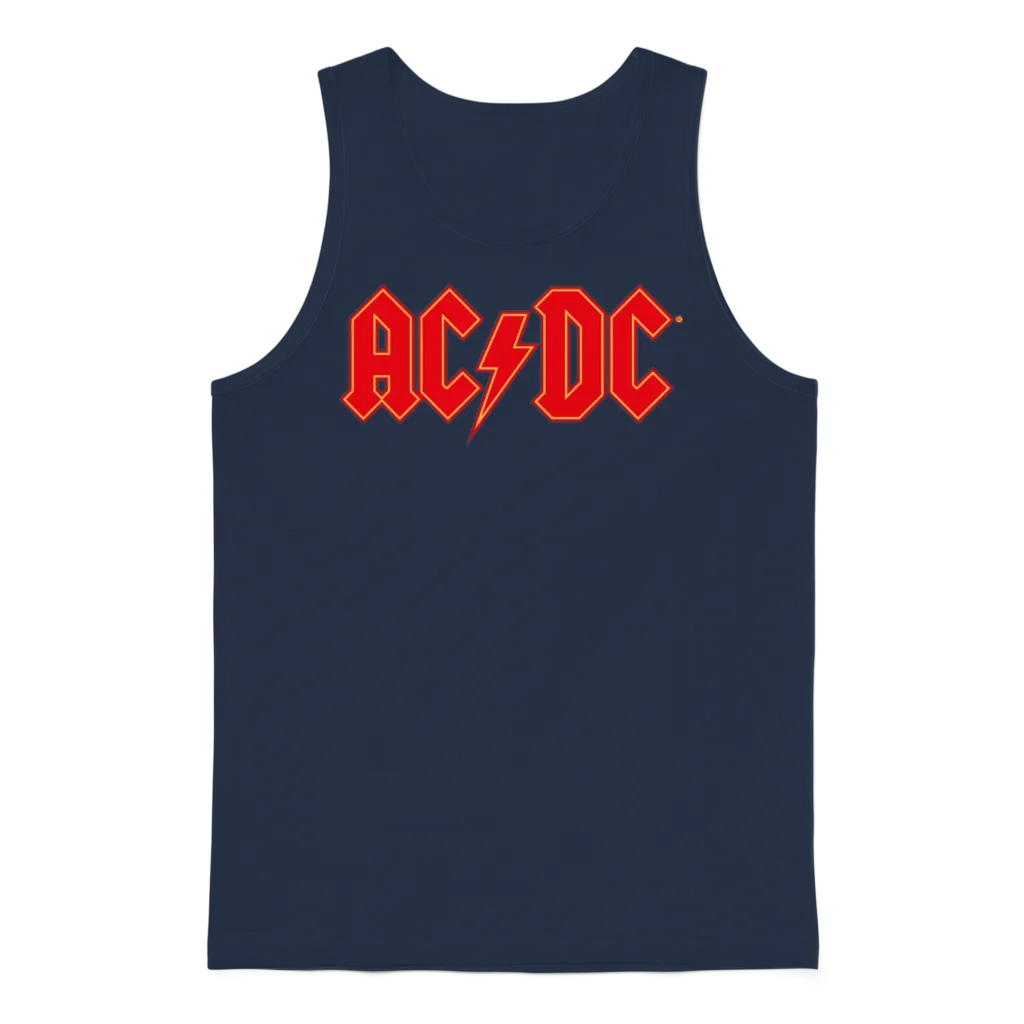 Ac/dc Red Logo with Lightning Bolt Unisex Tank Top - Navy
