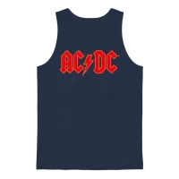 Ac/dc Red Logo with Lightning Bolt Unisex Tank Top - Navy – 1