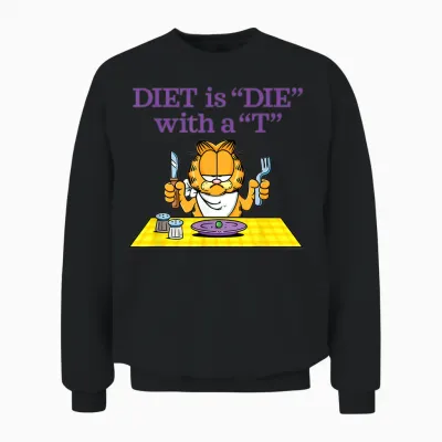 The Garfield Diet Is Dying with a T Shirt, White, S Unisex Sweatshirt - Black
