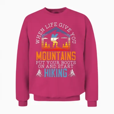 Hike Mountains Climbing Hiker Trek I Love Hiking Unisex Sweatshirt - Heliconia
