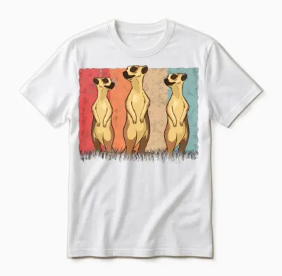 Meerkat Vintage Retro Unisex T-Shirt - White