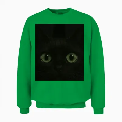 Black Cat Peeking Through Rip Unisex Sweatshirt - Irish Green
