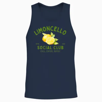 Limoncello Social Club I Lemon Zitronen Italy Team Backprint Unisex Tank Top - Navy