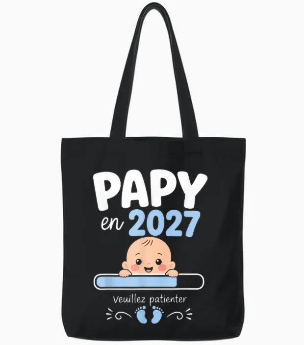 Futur Papy En 2026 Cadeau Annonce Grossesse Grand-Père Tote Bags in Black