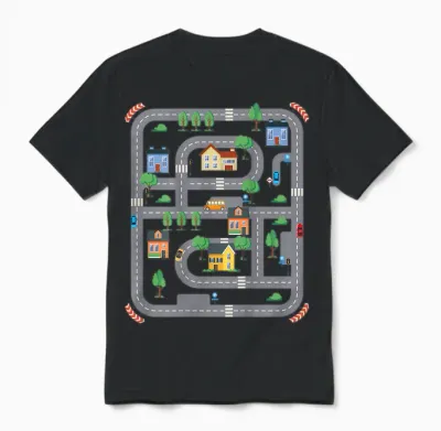 Cool Playmat Race Car Track on Back Dad Race Car Mat T-Shirt, White Unisex T-Shirt - Black