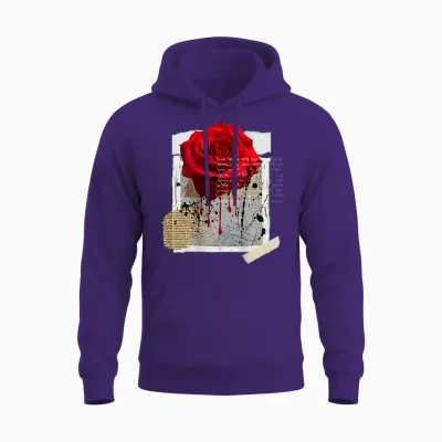 Streetwear Graphic Dark Floral Urban Aesthetic, Mens Fashion Unisex Hoodie - Purple