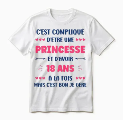 Girl 18 Years Teen Humor Birthday Princess 18 Years T-Shirt, White, Female X-Small Unisex T-Shirt - White