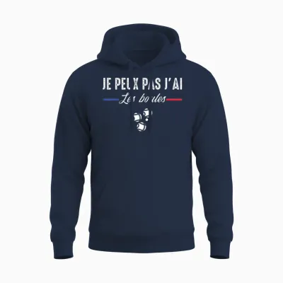Je Peux Pas J'ai Les Boules Boccia Boule Pétanque Funny T-Shirt, Black, S Unisex Hoodie - Navy