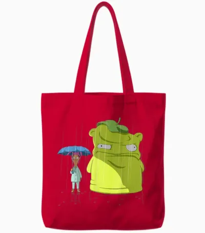 Bob's Burgers Louise & Kuchi Kopi Rain Portrait Tote Bags - Red
