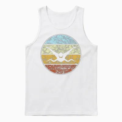 Swimming Retro Unisex Tank Top - White
