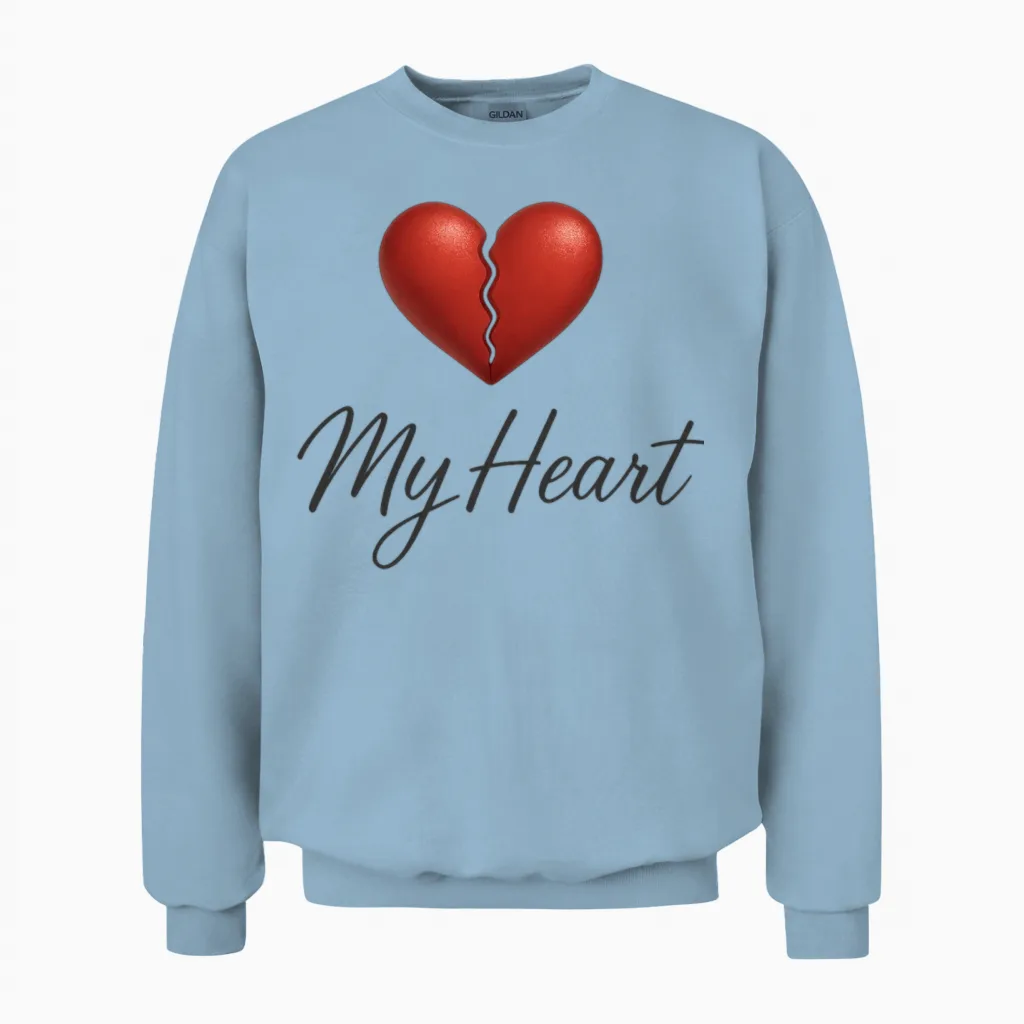 My Heart β Realistic Broken Heart Design Unisex Sweatshirt in Light Blue