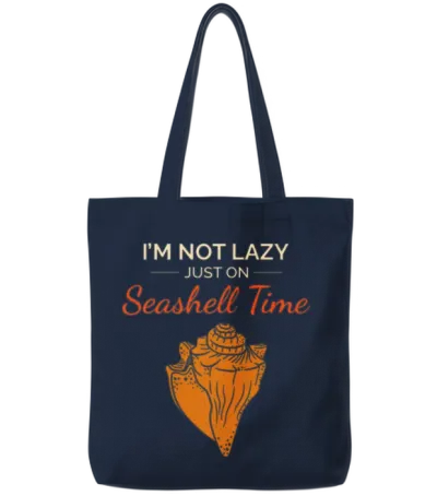 Conch Seashells Collector Beachcomber Sea Shell Tote Bags - Navy