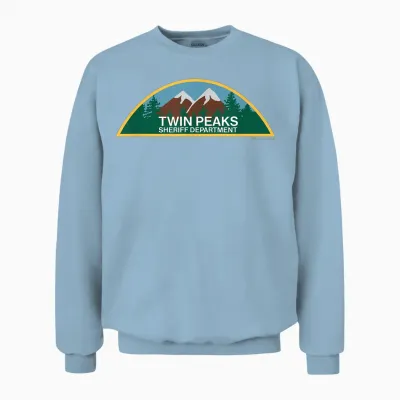 Twin Peaks Sheriff Department T-Shirt, Black Unisex Sweatshirt - Light Blue