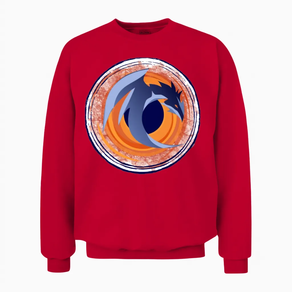 Dragon in the Vortex of Fire. Unisex Sweatshirt in Red