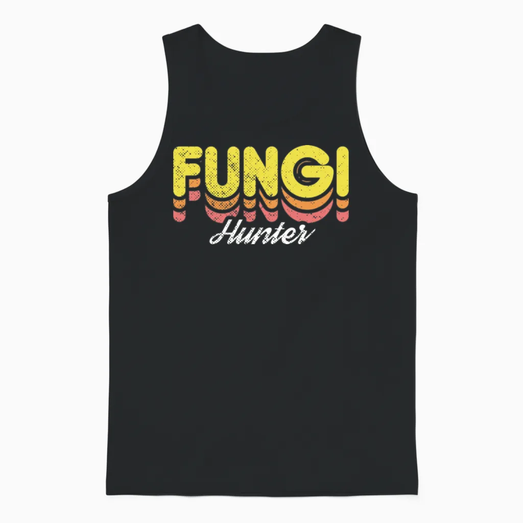 Retro Fungi Hunter - Hunting Unisex Tank Top in Black