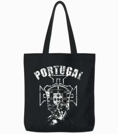 Portugal Por Soccer Fan T-Shirt, Black Tote Bags - Black