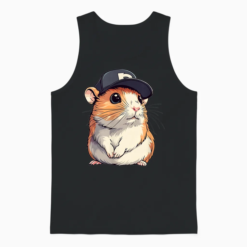 Schöner Hamster Mit Kappe, Kopfbedeckung FĂŒr Jungen Und MĂ€dchen Unisex Tank Top in Black