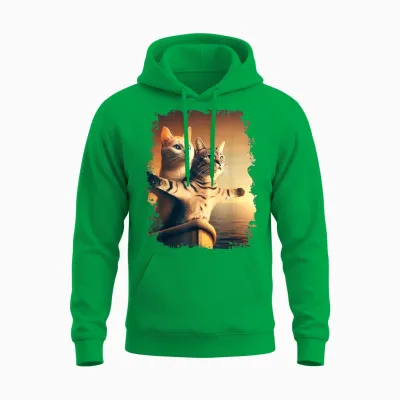 Titanic Meme Kids Girls Funny Cat Titanic T-Shirt, Black, S Unisex Hoodie - Irish Green