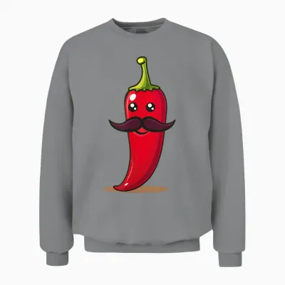 Cool Aussehendes Chili Mit Schnurrbart Für Bartpfeffer-Liebhaber Unisex Sweatshirt - Sport Grey
