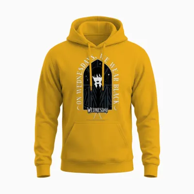 Wednesday on Wednesdays We Wear Black Goth Portrait Unisex Hoodie - Gold