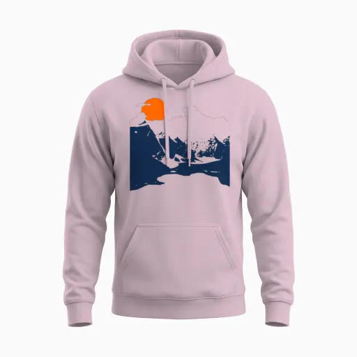 Mountains Hiking & Outdoors Gift Unisex Hoodie in Light Pink