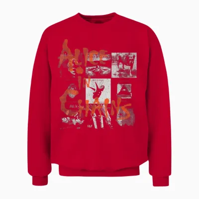 Alice in Chains Album Grid T-Shirt, Black, S Unisex Sweatshirt - Red