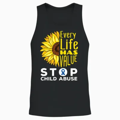Child Abuse Awareness Sunflower Unisex Tank Top - Black