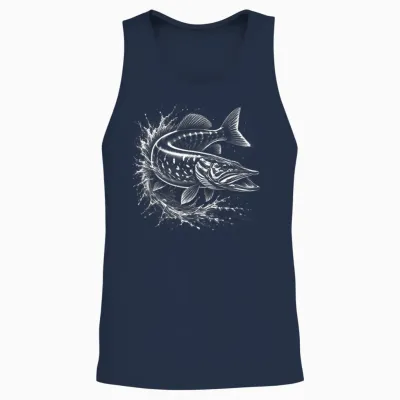 Hecht Im Sprung Aus Dem Wasser - Fisch-Design Für Angler Unisex Tank Top - Navy