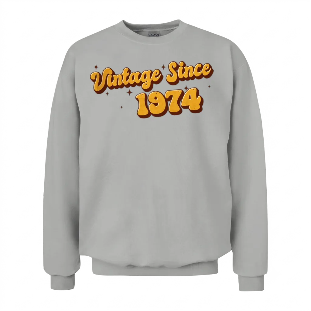 Vintage Since 1974 49 Years Old - Groovy 49th Unisex Sweatshirt - Ash