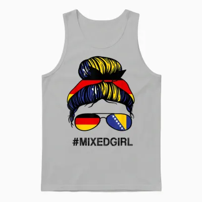 Bosnische Deutschland-Flagge Bosnien Herzegowina Deutsch Messy Bun Unisex Tank Top - Ash