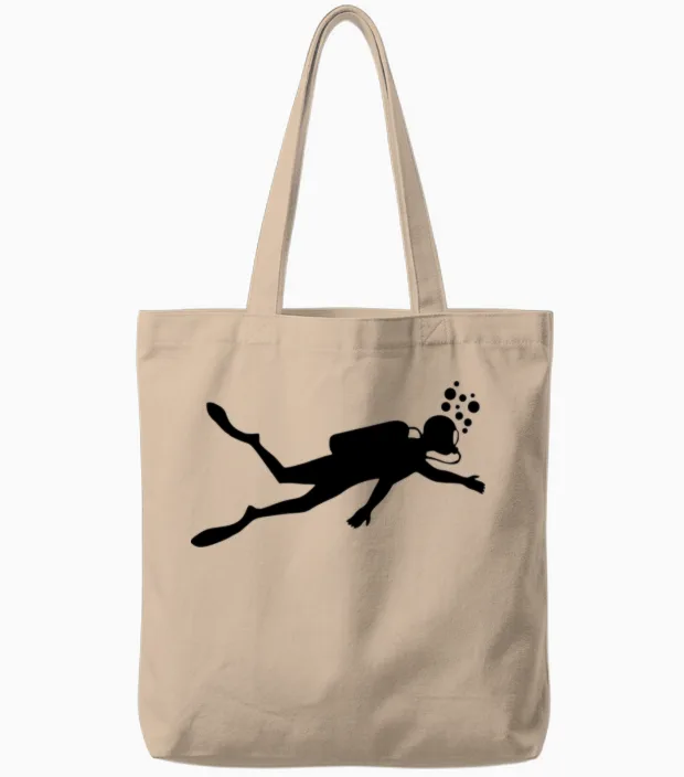 Diver Underwater Tote Bags in Natural