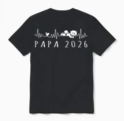Future Dad 2026 Heartbeat Announcement Pregnancy Unisex T-Shirt - Black