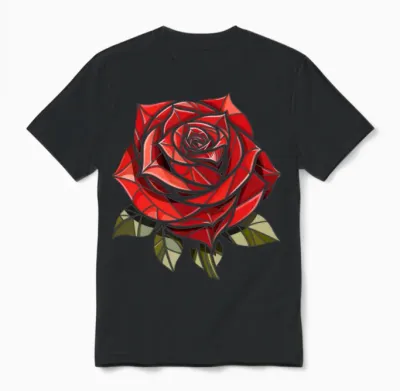 Red Rose Goth Unisex T-Shirt - Black