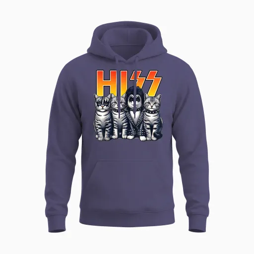 Cute Hiss Cats Rock Kittens Kitty Rocking Music Cat Lovers Unisex Hoodie - Heather Sport Dark Navy