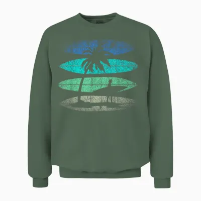 Retro Surfing Surfing Athlete Water Sports Surfer T-Shirt, Black Unisex Sweatshirt - Military Green