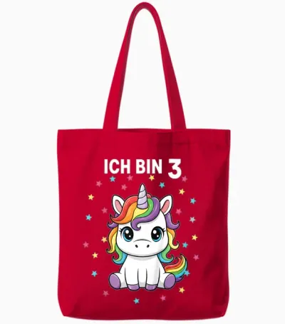 Ich Bin 3 - Süßes Einhorn Kindergeburtstag Junge Mädchen Tote Bags - Red