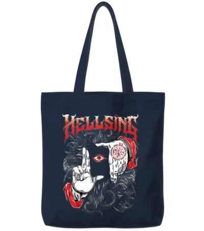 Hellbound Vision – Dark Occult Gothic Streetwear T Tote Bags - Navy