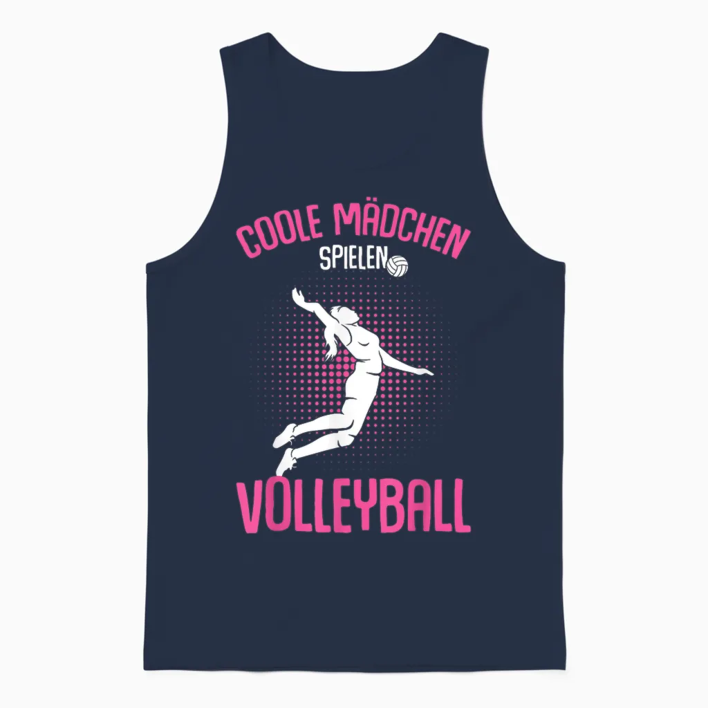 Cool Girls' Play Volleyball Volleyball T-Shirt, Black Unisex Tank Top in Navy