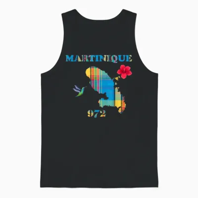 Martinique Department 972 French West Indies Island Madras Unisex Tank Top - Black