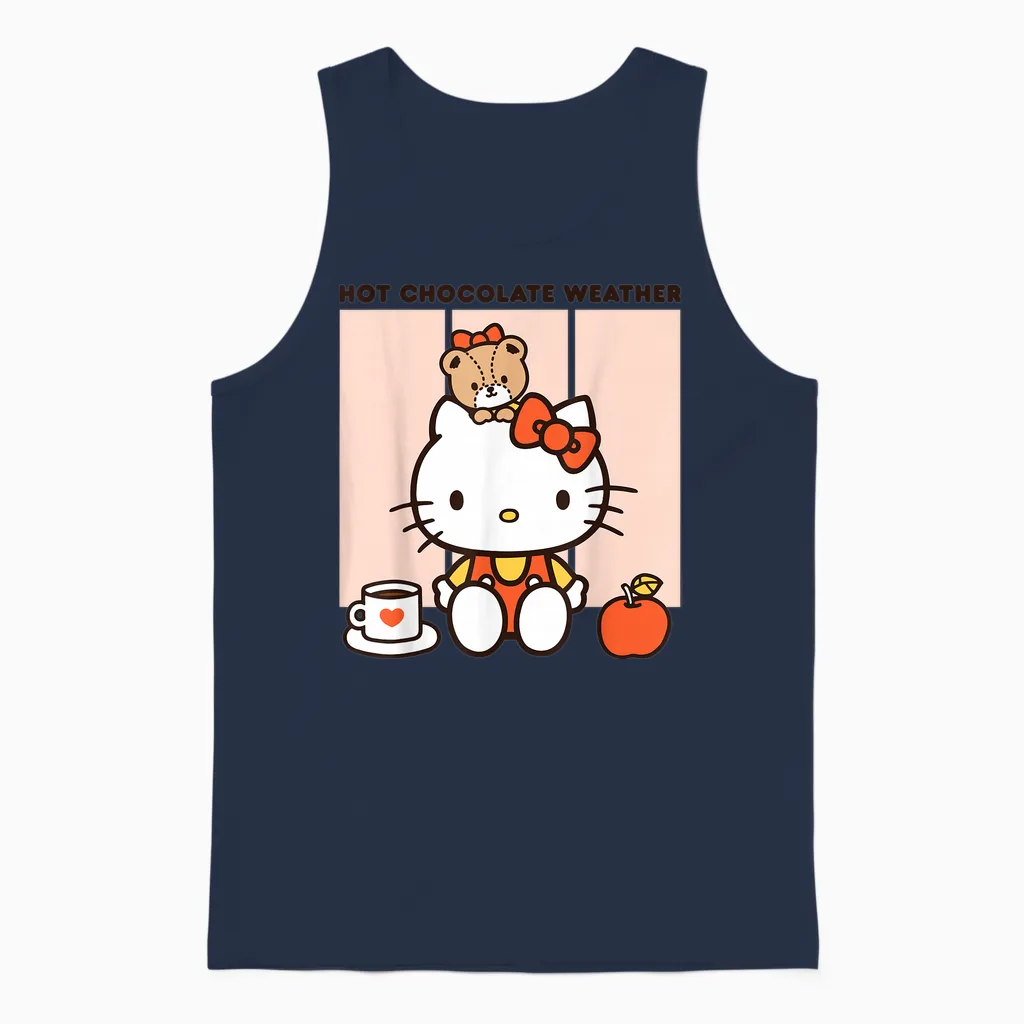 Hello Kitty Hot Chocolate Weather Unisex Tank Top in Navy