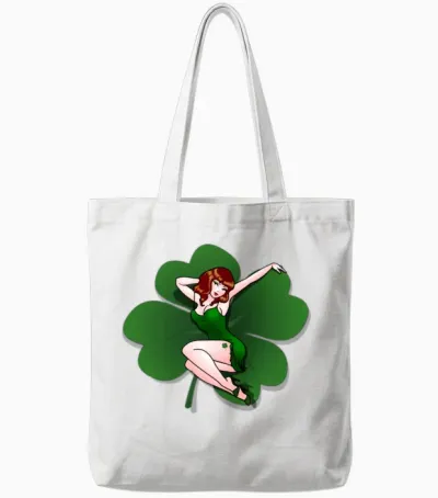 Lucky Pinup Girl St Patrick's Pin Up Shirts Tote Bags - White