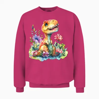 Baby Dino Mit Blumen Süßer Dinosaurier Tochter Mädchen Unisex Sweatshirt - Heliconia