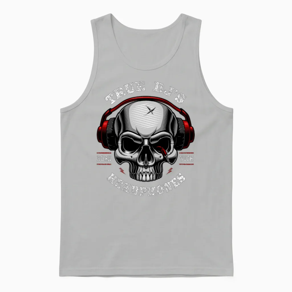 Skull Dj Headphones Vinyl & Unisex Tank Top in Ash