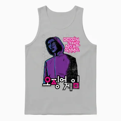 Squid Game Front Man Begin the Next Game Light Print Unisex Tank Top - Ash