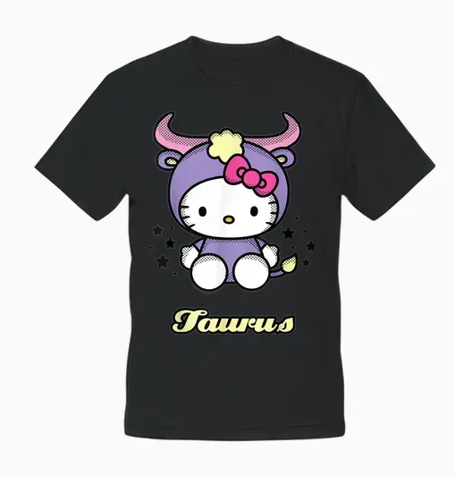 Hello Kitty Zodiac Taurus Unisex T-Shirt - Black