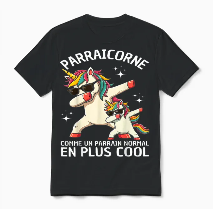 Parraicorne Funny Godfather Gift Unicorn Dab Unisex T-Shirt in Black