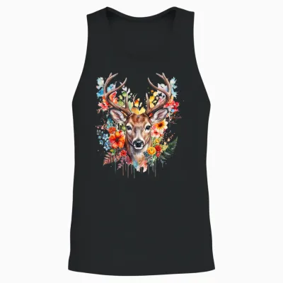 Trachtenshirt Damen Trachten T-Shirt Damen Outfit Hirsch Unisex Tank Top - Black
