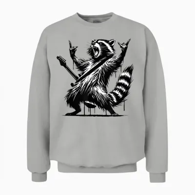 Raccoon Rock and Roll Rock&roll Raccoon Playing Guitar Rock & Roll Unisex Sweatshirt - Ash