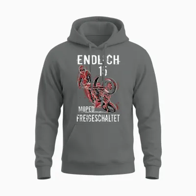 Endlich 15 Moped Unlocked Birthday Moped Driver Unisex Hoodie - Graphite Heather